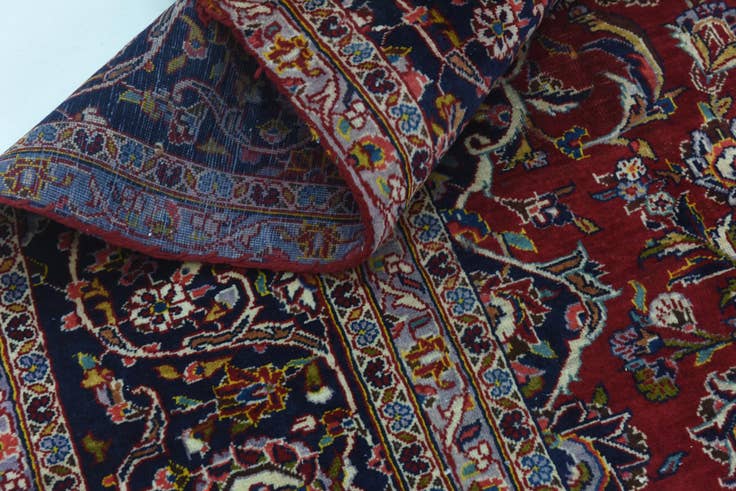 Detail image of 9' 4 x 13' 4 Hand Knotted Kashan Persian Wool Rug