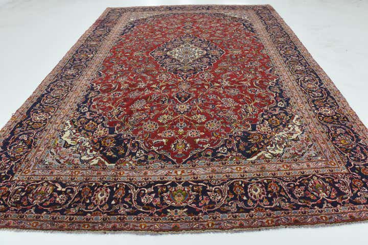 9' 4 x 13' 4 Hand Knotted Kashan Persian Wool Rug