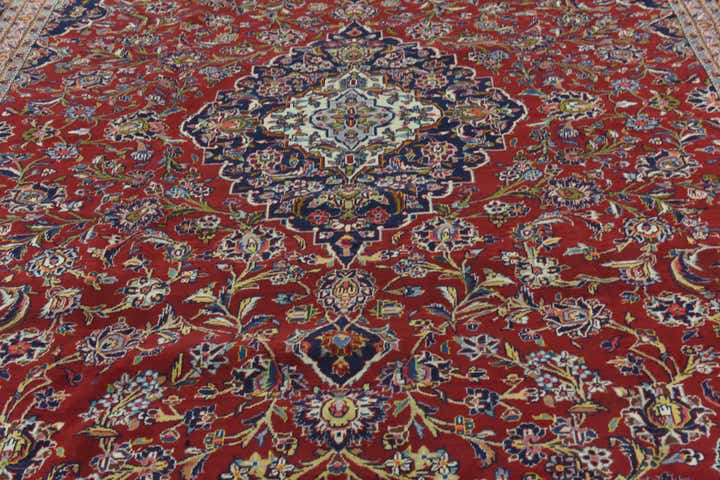 9' 4 x 13' 4 Hand Knotted Kashan Persian Wool Rug