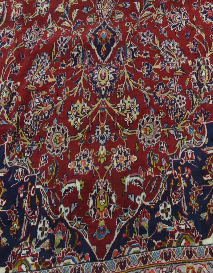 Detail image of 9' 4 x 13' 4 Hand Knotted Kashan Persian Wool Rug