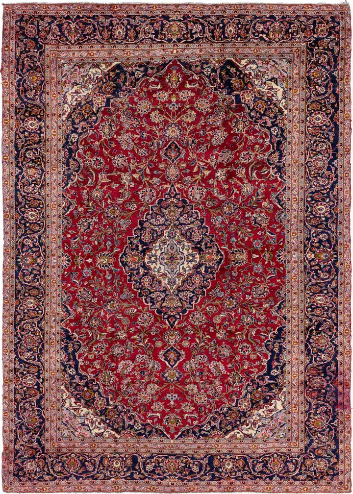 9' 4 x 13' 4 Hand Knotted Kashan Persian Wool Rug