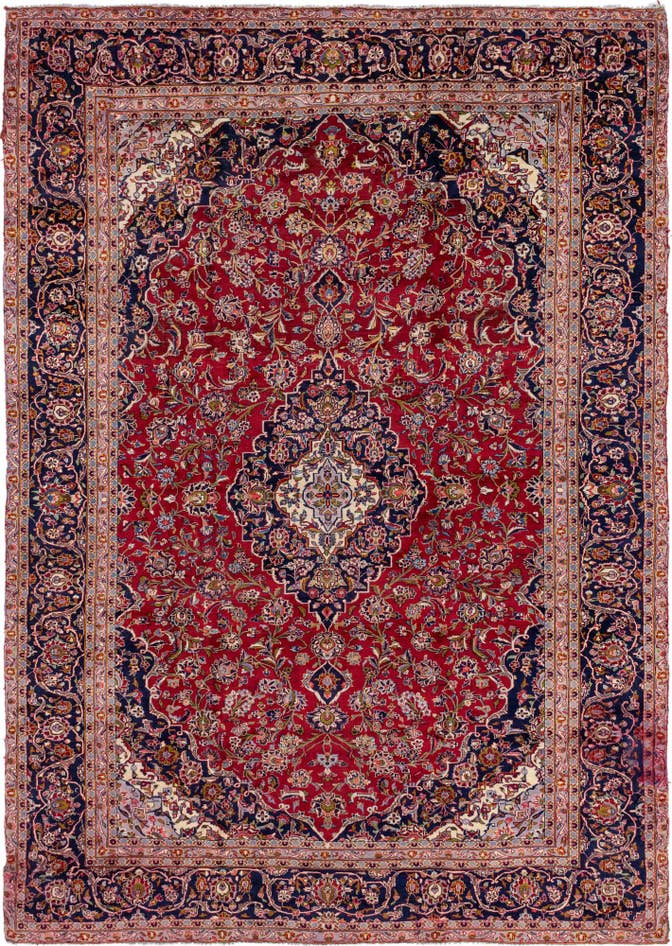 Detail image of 9' 4 x 13' 4 Hand Knotted Kashan Persian Wool Rug