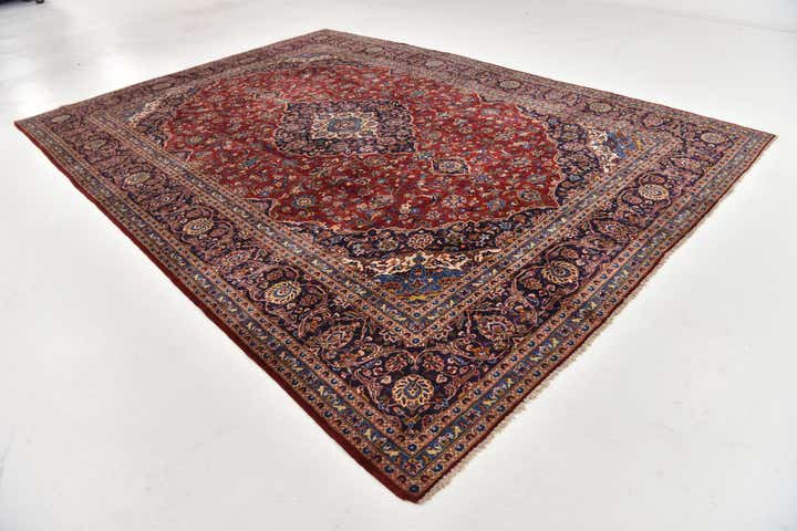 9' 7 x 13' 2 Hand Knotted Kashan Persian Wool Rug