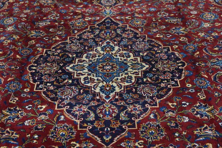 9' 7 x 13' 2 Hand Knotted Kashan Persian Wool Rug