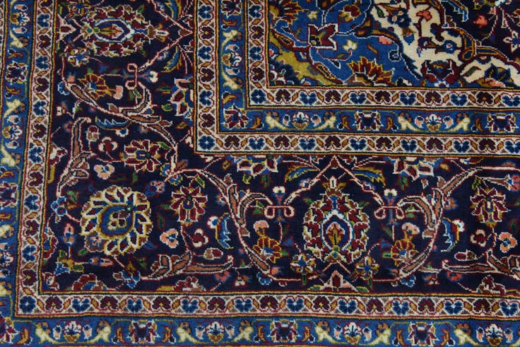 Detail image of 9' 7 x 13' 2 Hand Knotted Kashan Persian Wool Rug