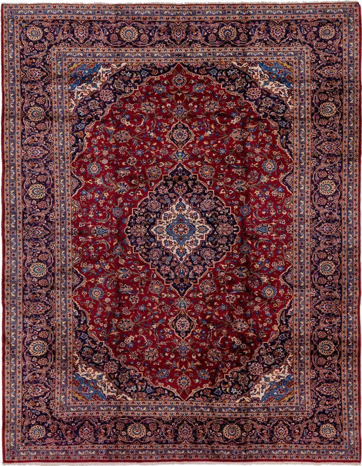 Detail image of 9' 7 x 13' 2 Hand Knotted Kashan Persian Wool Rug