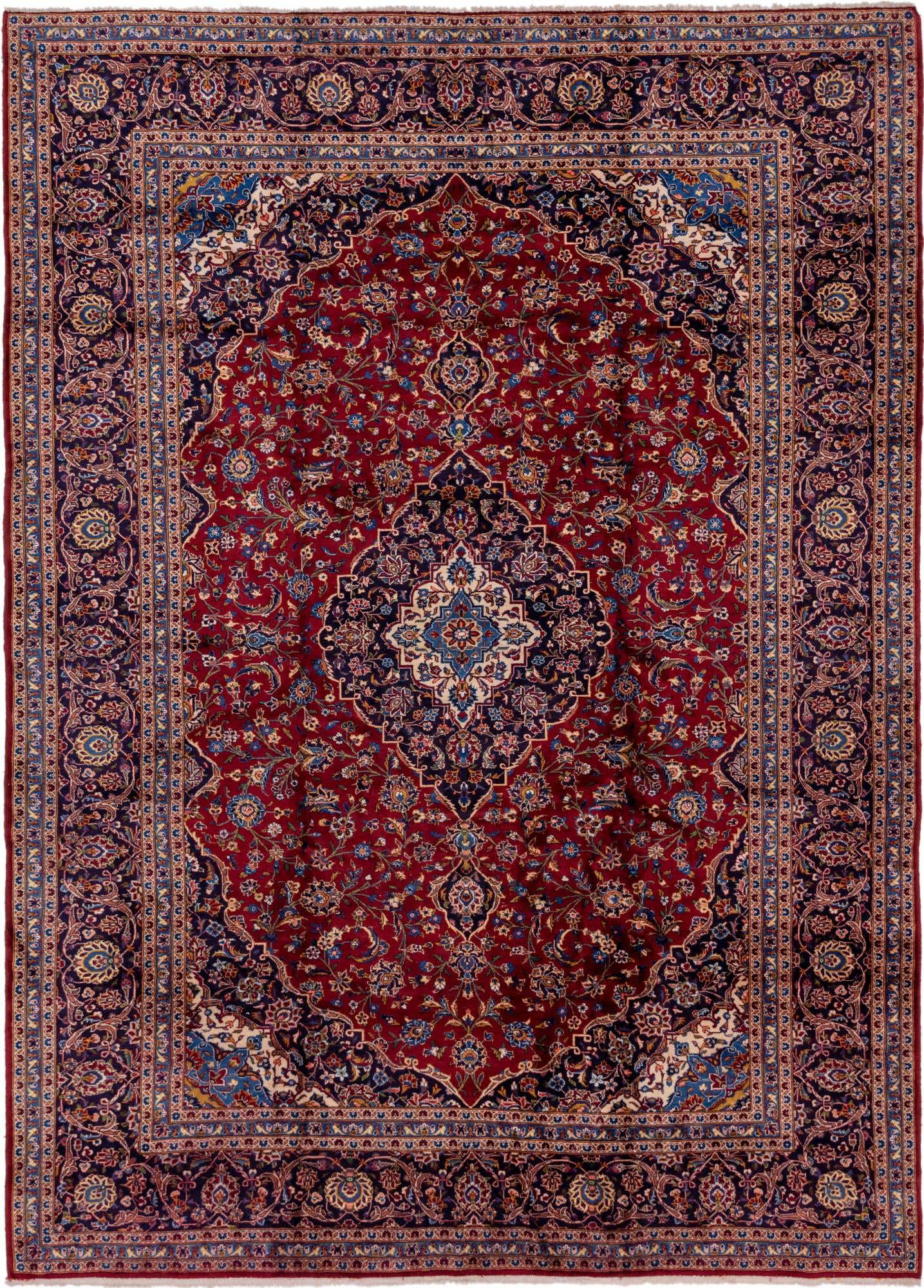 9' 7 x 13' 2 Hand Knotted Kashan Persian Wool Rug