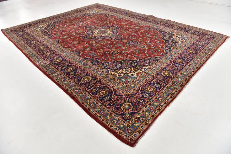 Detail image of 9' 8 x 12' 10 Hand Knotted Kashan Persian Wool Rug