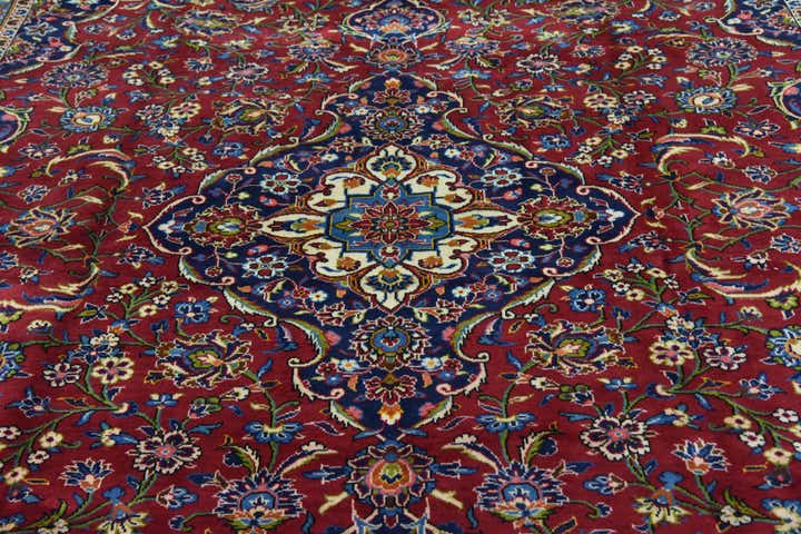 9' 8 x 12' 10 Hand Knotted Kashan Persian Wool Rug
