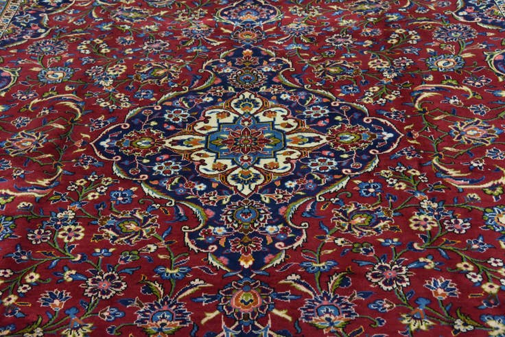 Detail image of 9' 8 x 12' 10 Hand Knotted Kashan Persian Wool Rug