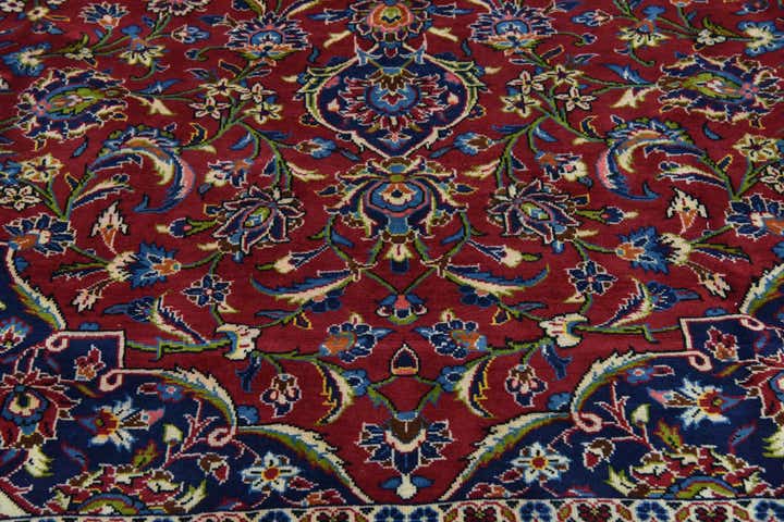 9' 8 x 12' 10 Hand Knotted Kashan Persian Wool Rug