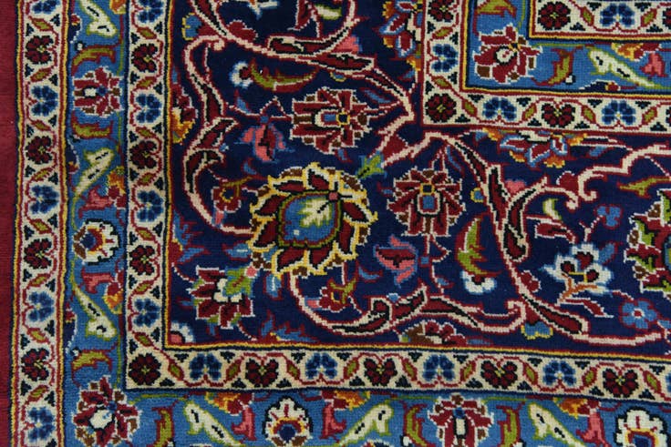 Detail image of 9' 8 x 12' 10 Hand Knotted Kashan Persian Wool Rug