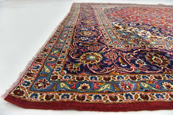 9' 8 x 12' 10 Hand Knotted Kashan Persian Wool Rug