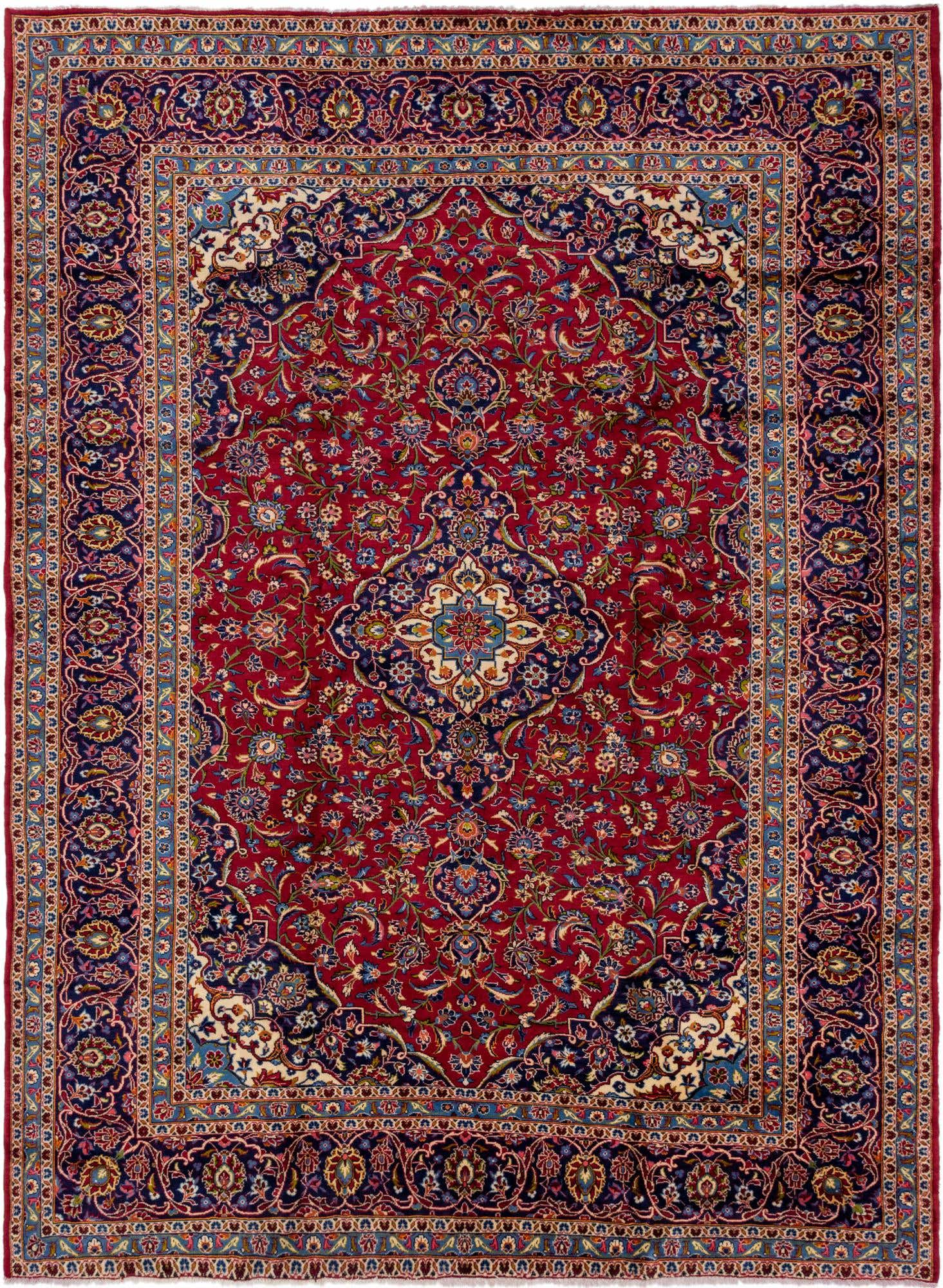 9' 8 x 12' 10 Hand Knotted Kashan Persian Wool Rug