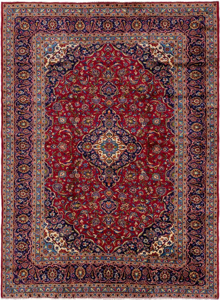 9' 8 x 12' 10 Hand Knotted Kashan Persian Wool Rug