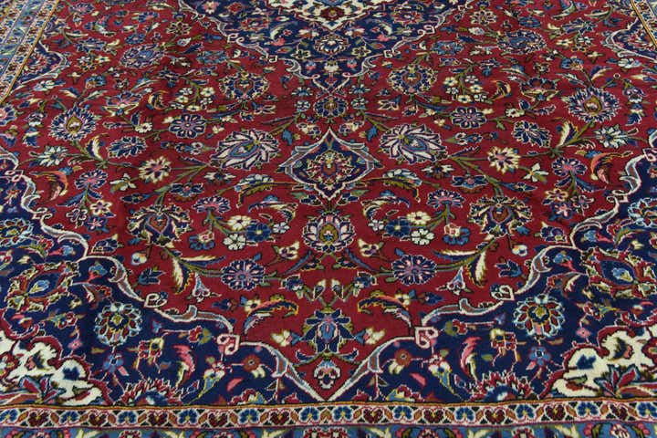 10' x 13' 4 Hand Knotted Kashan Persian Wool Rug