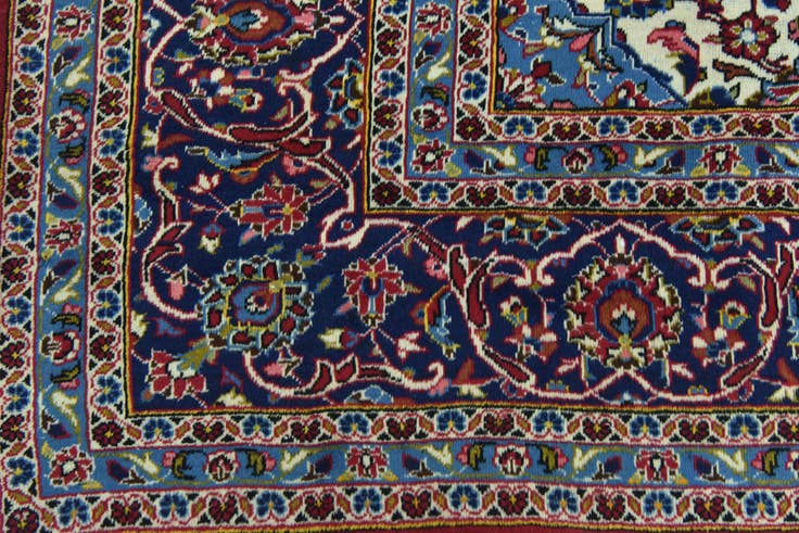 Detail image of 10' x 13' 4 Hand Knotted Kashan Persian Wool Rug