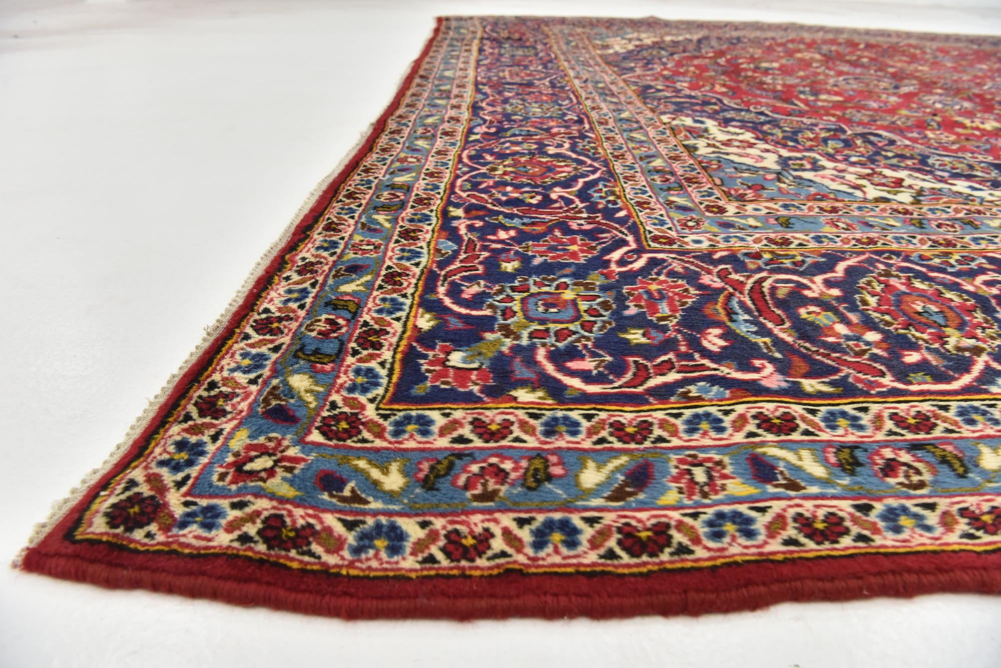10' x 13' 4 Hand Knotted Kashan Persian Wool Rug