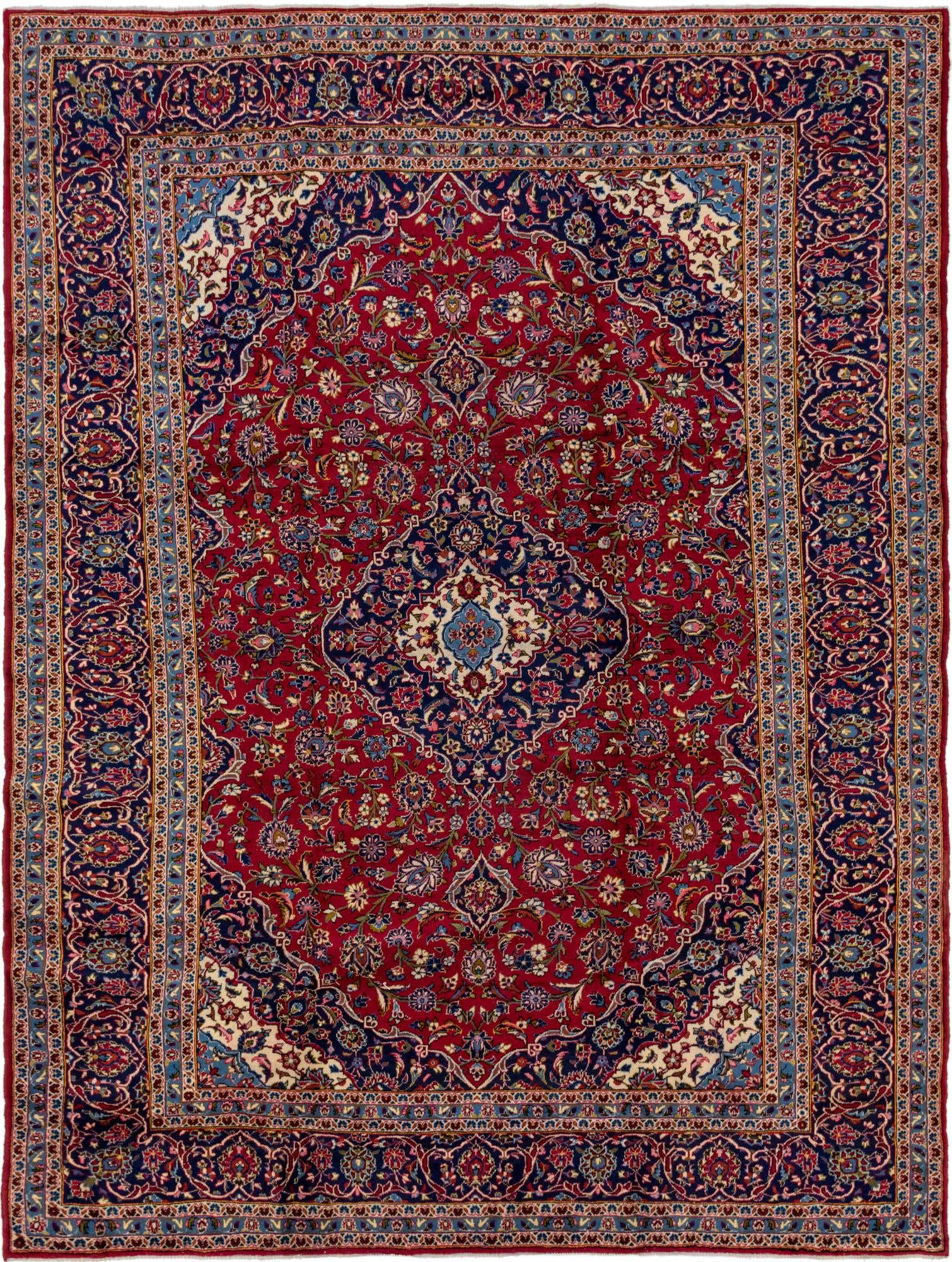 10' x 13' 4 Hand Knotted Kashan Persian Wool Rug