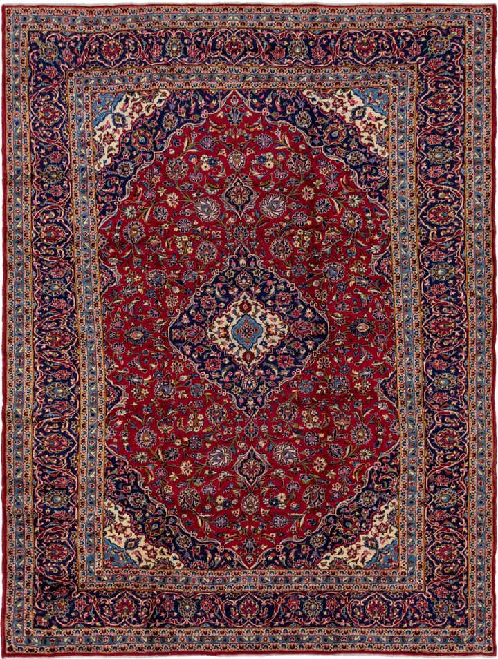 10' x 13' 4 Hand Knotted Kashan Persian Wool Rug