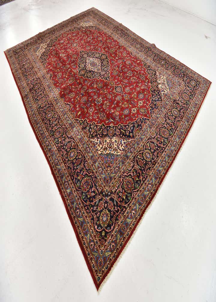 9' 7 x 13' 6 Hand Knotted Kashan Persian Wool Rug