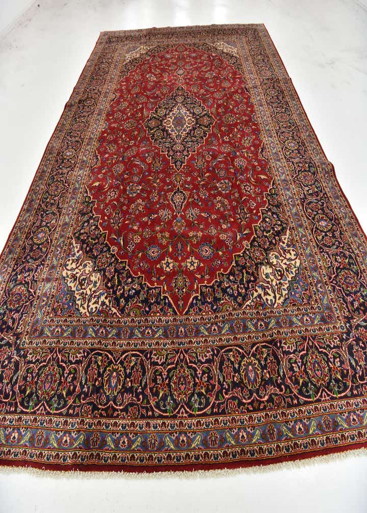 9' 7 x 13' 6 Hand Knotted Kashan Persian Wool Rug