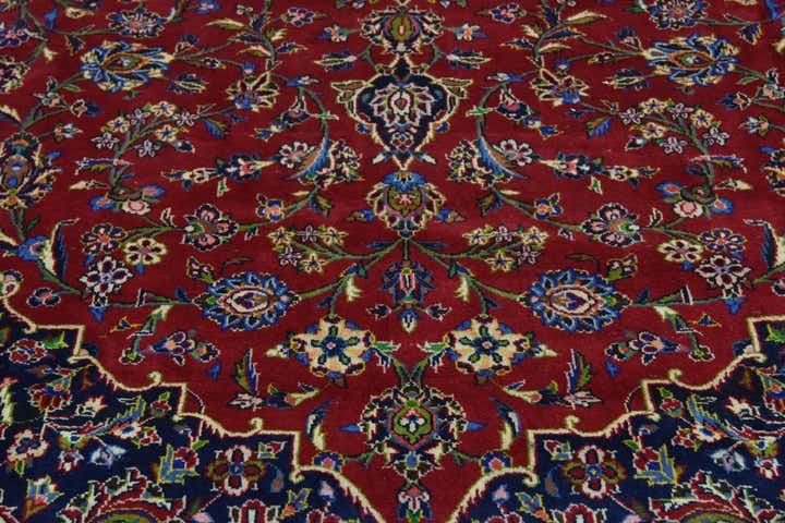 9' 7 x 13' 6 Hand Knotted Kashan Persian Wool Rug