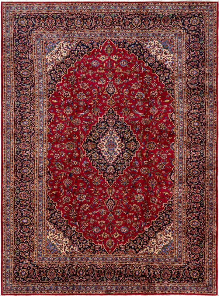 9' 7 x 13' 6 Hand Knotted Kashan Persian Wool Rug