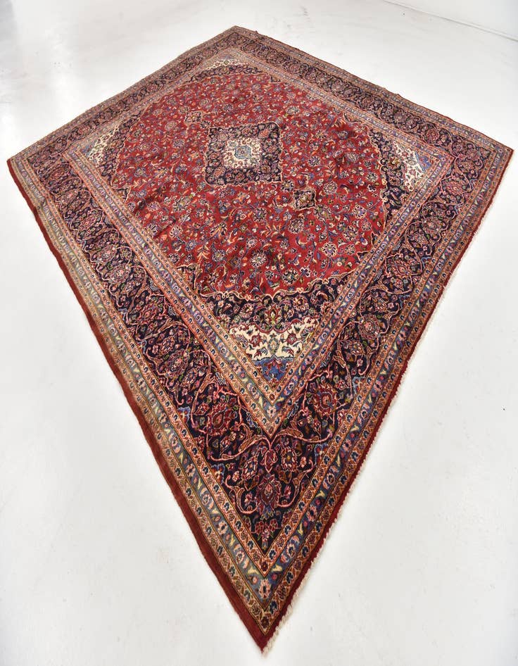 Detail image of 10' 2 x 12' Hand Knotted Kashan Persian Wool Rug