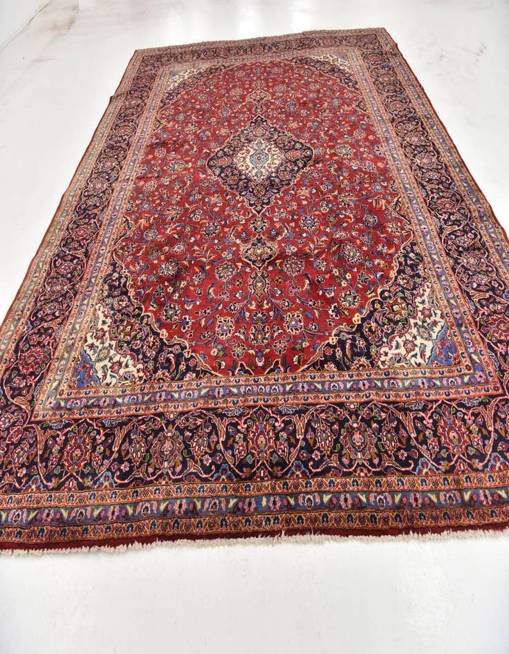 Detail image of 10' 2 x 12' Hand Knotted Kashan Persian Wool Rug