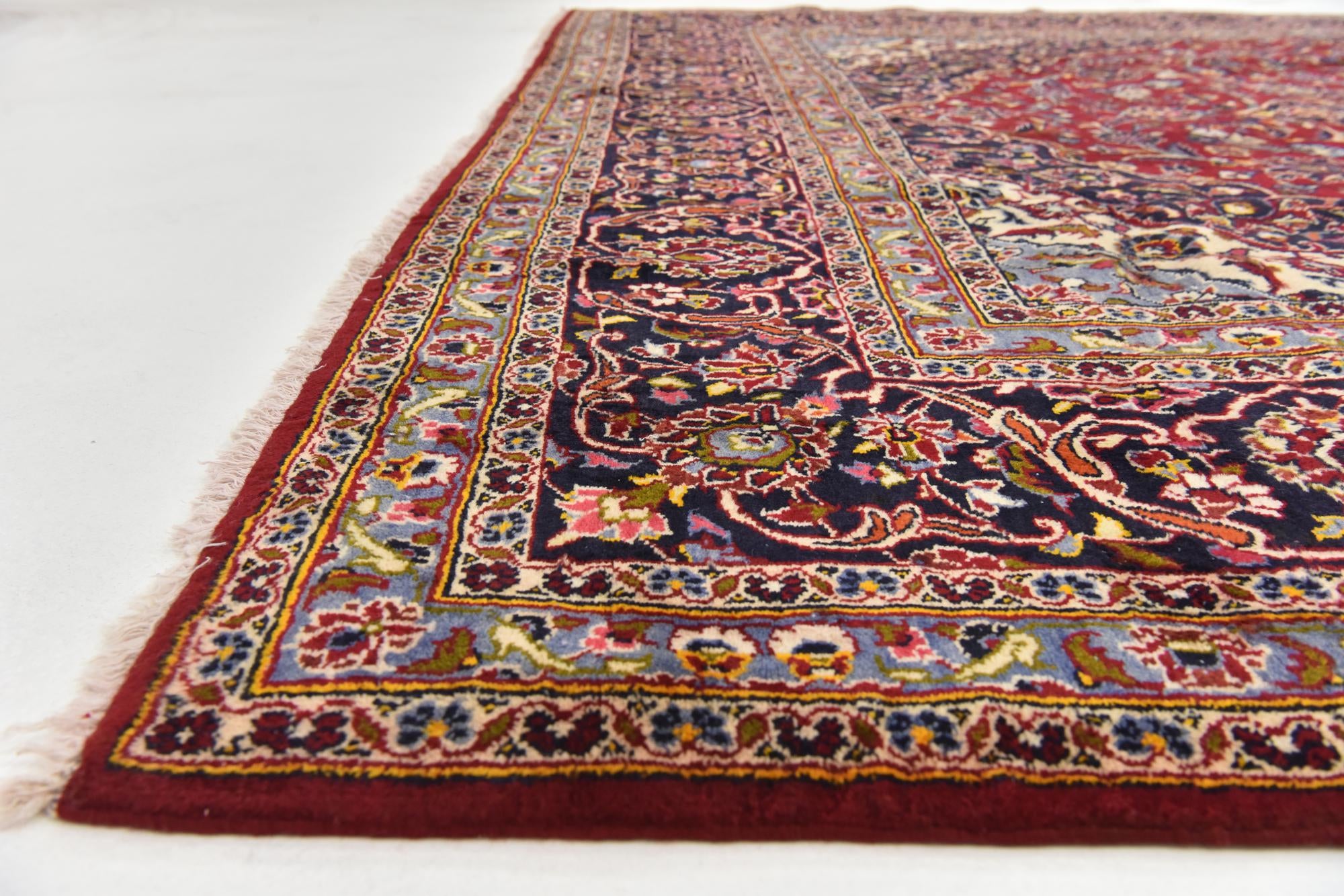 9' 7 x 13' 3 Hand Knotted Kashan Persian Wool Rug