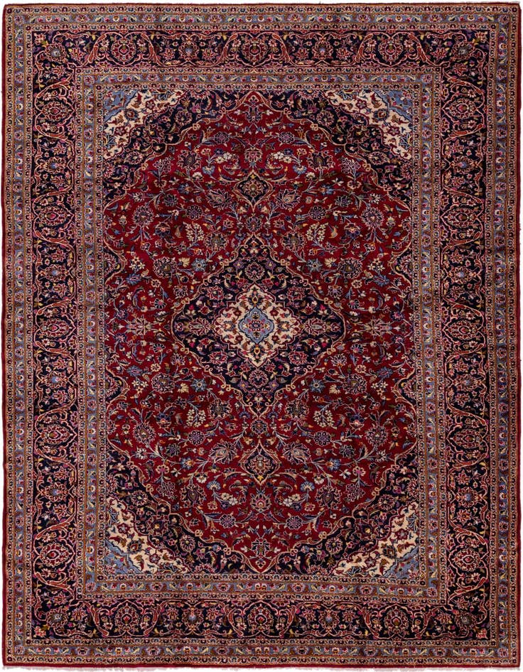 Detail image of 9' 7 x 13' 3 Hand Knotted Kashan Persian Wool Rug