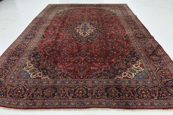 9' 9 x 12' 10 Hand Knotted Kashan Persian Wool Rug