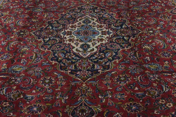 9' 9 x 12' 10 Hand Knotted Kashan Persian Wool Rug