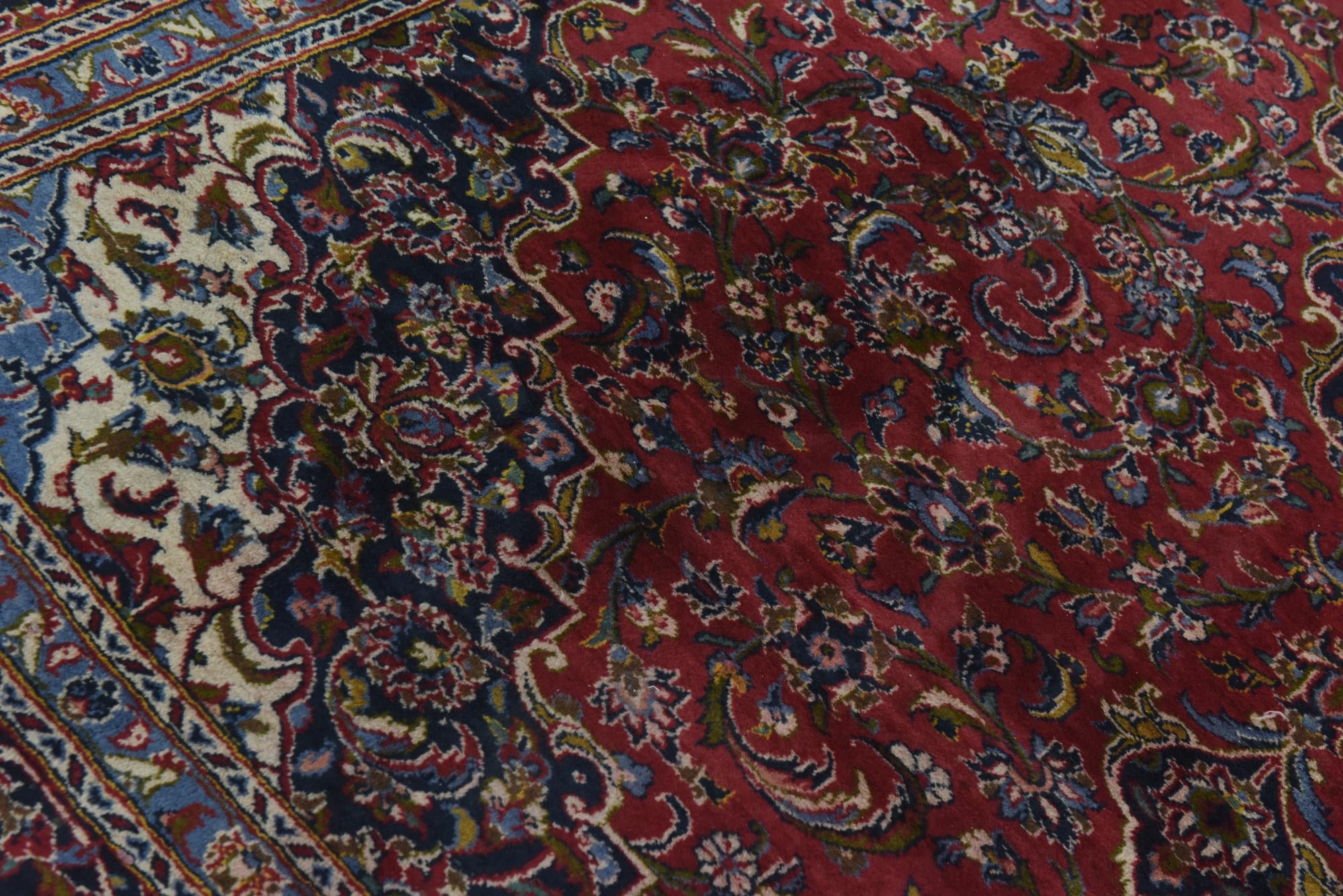9' 9 x 12' 10 Hand Knotted Kashan Persian Wool Rug