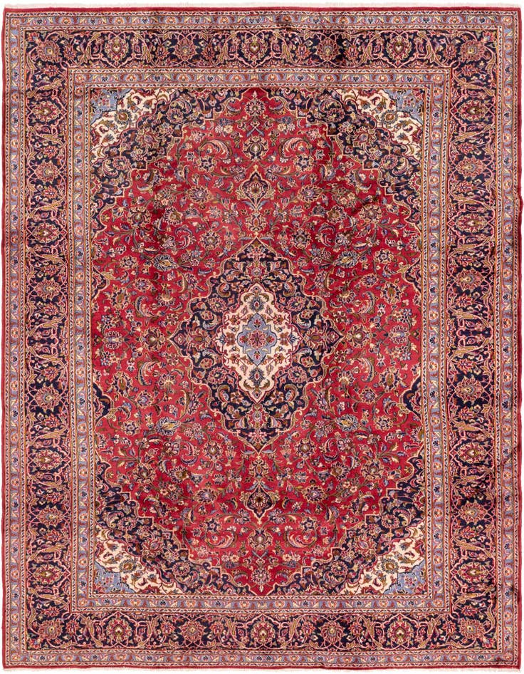 Detail image of 9' 9 x 12' 10 Hand Knotted Kashan Persian Wool Rug