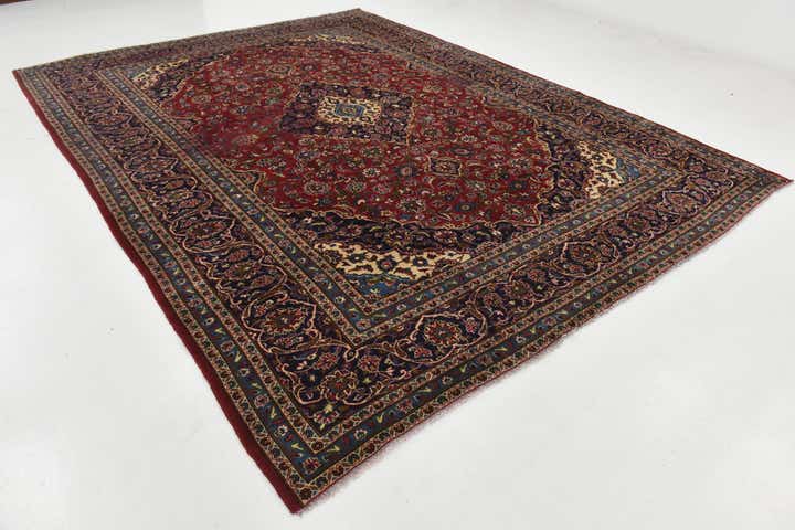 9' 10 x 12' 10 Hand Knotted Kashan Persian Wool Rug