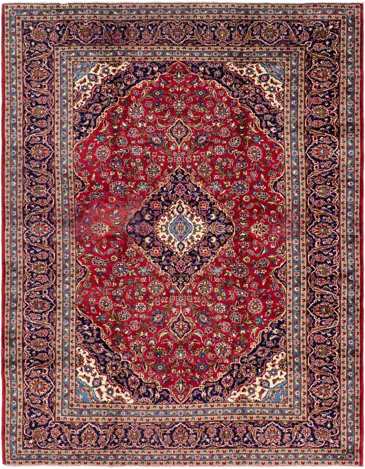 Detail image of 9' 10 x 12' 10 Hand Knotted Kashan Persian Wool Rug