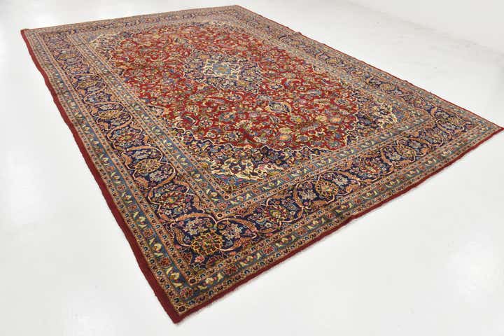 9' 9 x 13' 3 Hand Knotted Kashan Persian Wool Rug