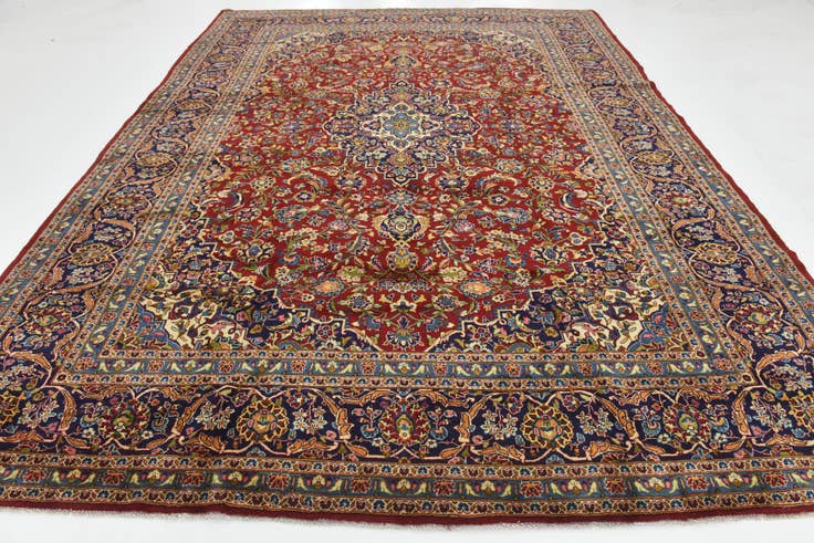Detail image of 9' 9 x 13' 3 Hand Knotted Kashan Persian Wool Rug