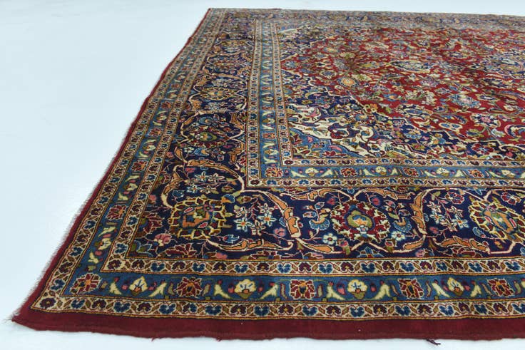 Detail image of 9' 9 x 13' 3 Hand Knotted Kashan Persian Wool Rug