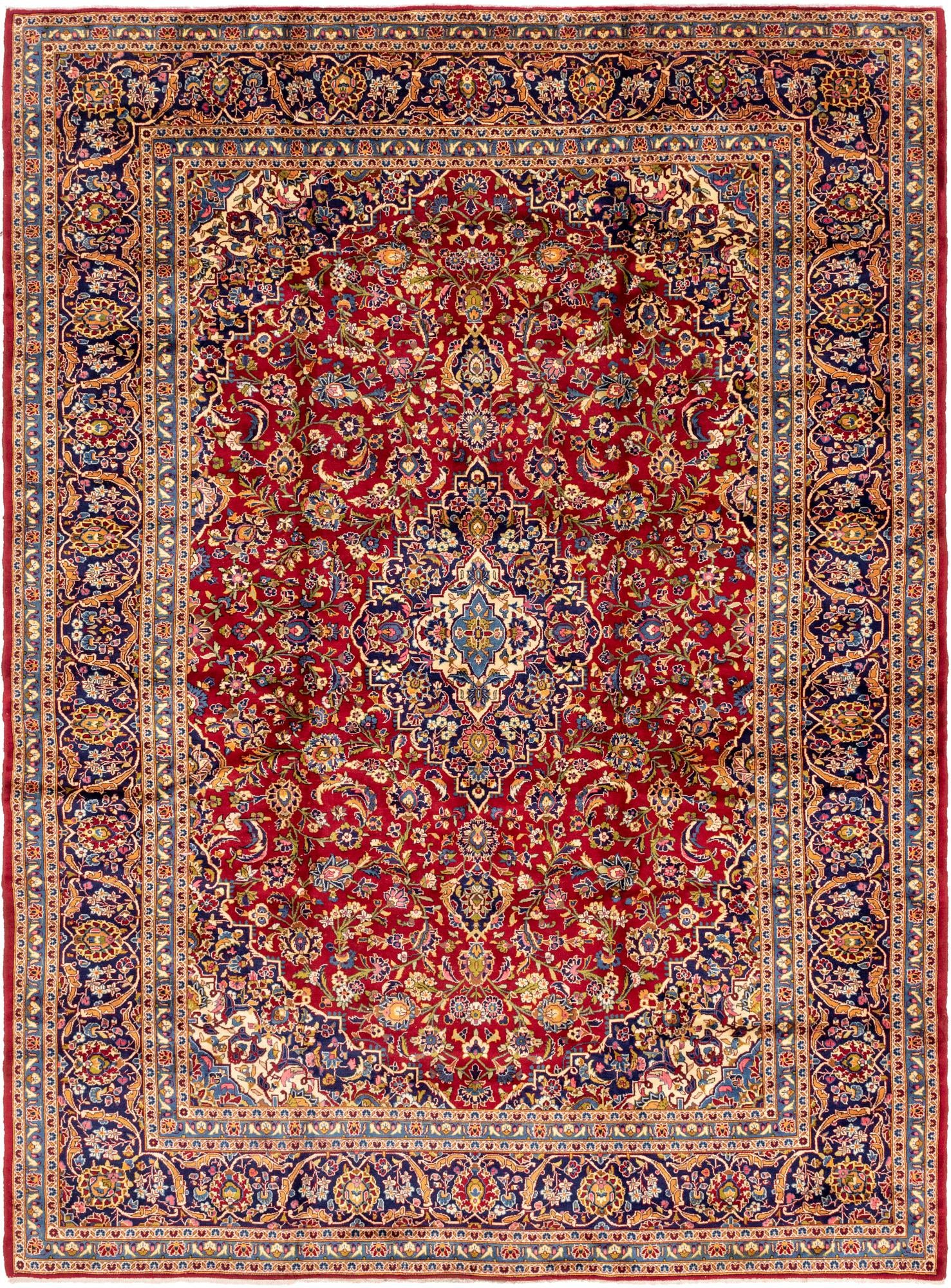 9' 9 x 13' 3 Hand Knotted Kashan Persian Wool Rug