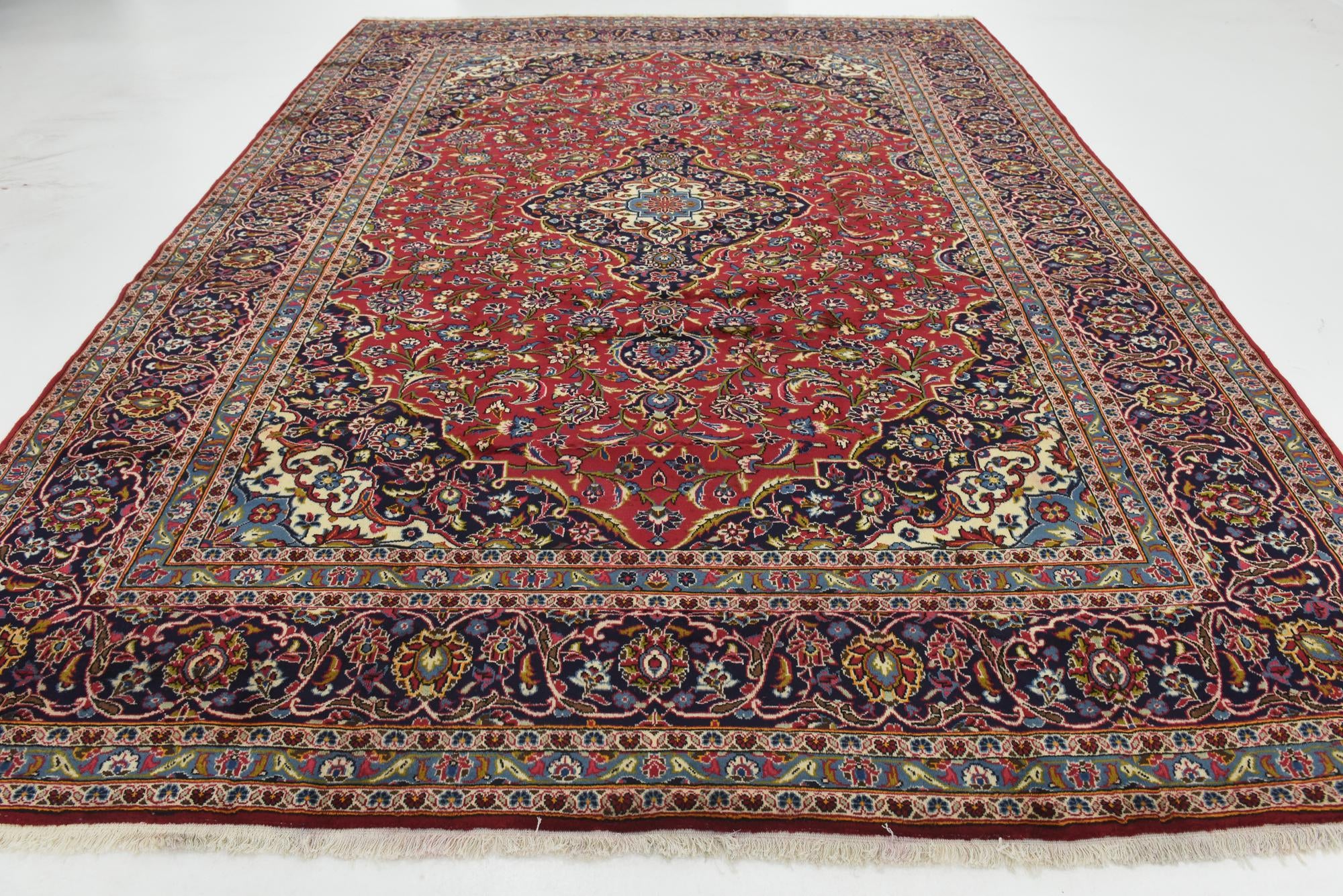 9' 9 x 13' 2 Hand Knotted Kashan Persian Wool Rug