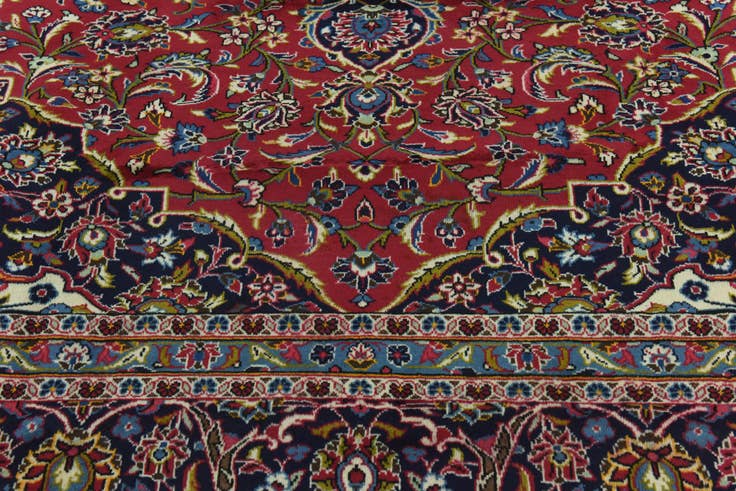 Detail image of 9' 9 x 13' 2 Hand Knotted Kashan Persian Wool Rug