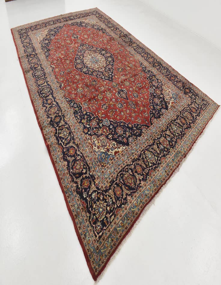 Detail image of 9' 9 x 15'  Hand Knotted Kashan Persian Wool Rug