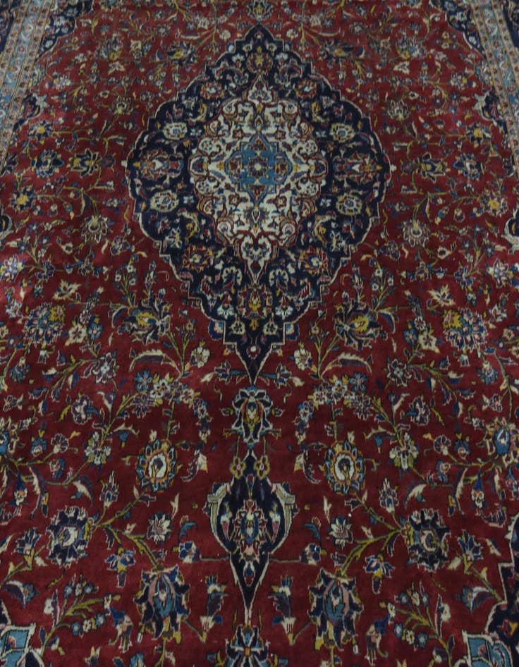 Detail image of 9' 9 x 15'  Hand Knotted Kashan Persian Wool Rug