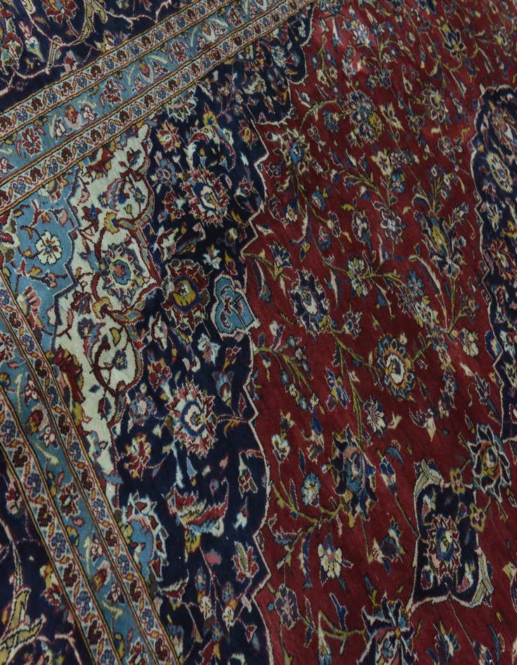 Detail image of 9' 9 x 15'  Hand Knotted Kashan Persian Wool Rug