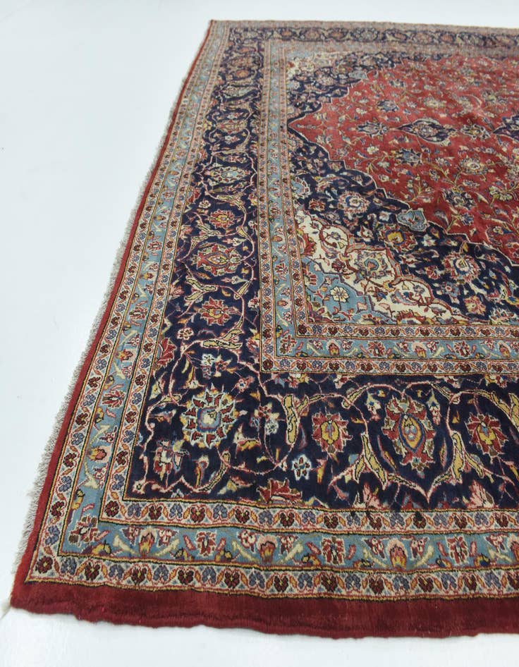 Detail image of 9' 9 x 15'  Hand Knotted Kashan Persian Wool Rug