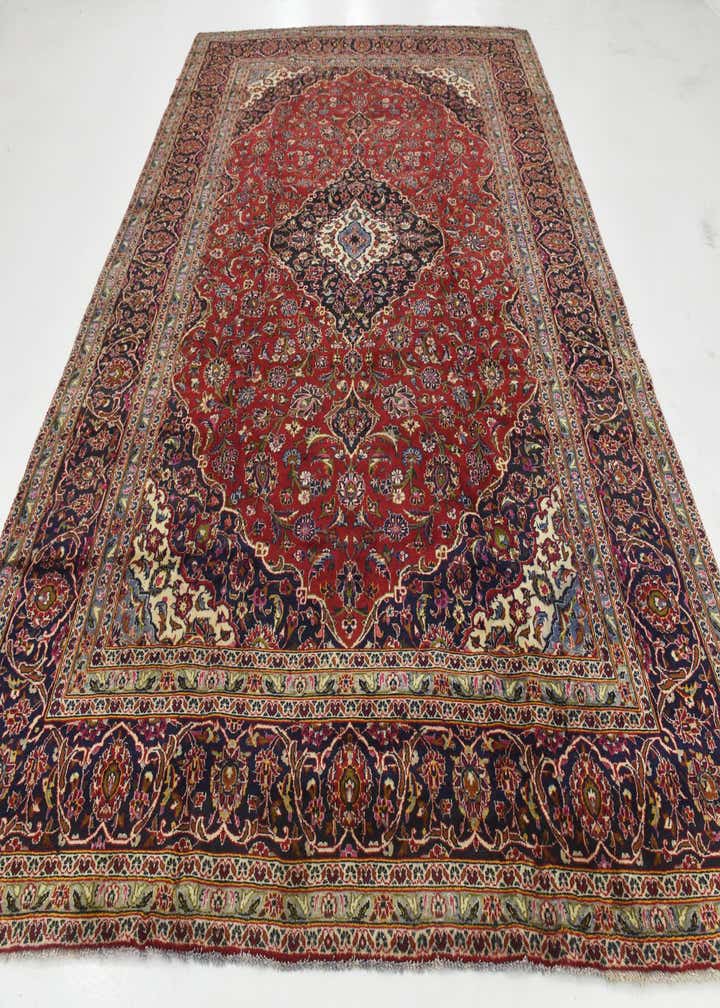 9' 7 x 13' Hand Knotted Kashan Persian Wool Rug