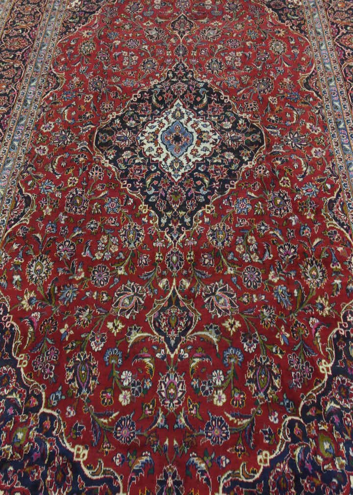 9' 7 x 13' Hand Knotted Kashan Persian Wool Rug